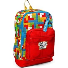 Nacario Coral High Kids Renkli Blok Desenli Dört Bölmeli Okul Sırt Çantası 23775
