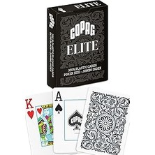 Nacario Copag ELITE%100 Plastik Oyun Kartları, Poker Boyu Endeks Tek Deste, Siyah