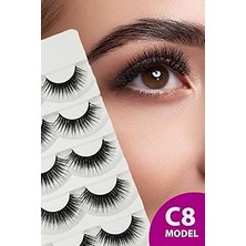 Nacario Ruby Face Doğal Görünümlü Ipek Bütün 5li Takma Kirpik Seti- 5 Çift Gerçek Takma Kirpik- Model: C8
