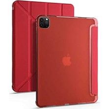 Nacario Zore Ipad 11 2020 (2.nesil) Kılıf Tri Folding Kalem Bölmeli Standlı Kılıf Kırm