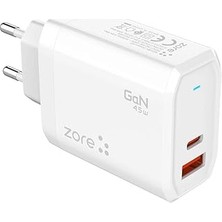 Nacario Zore Always-02 Gan Type-C Pd4.0 Usb-A Qc3.0 Hızlı Şarj Özellikli Seyahat Şarj Başlığı 45W Beya