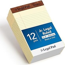 Nacario Tops 12,7 x 20,3 cm Yasal Bloknotlar, 12’li Paket, The Legal Pad Markası, Dar Çizgili, Sarı Kağıt,