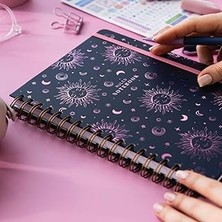 Nacario Paperora 17X24 Spiralli Lastikli Sert Kapak Çizgili Not Defteri Mor Galaksi