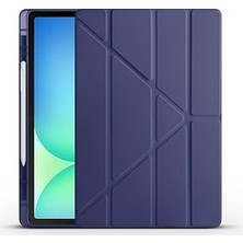 Nacario Zore Galaxy Tab S10 Fe Kılıf Zore Tri Folding Kalem Bölmeli Standlı Kılıf Lacivert