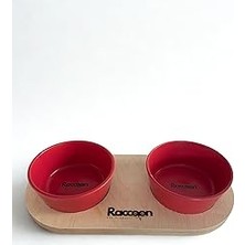 Nacario Raccoon Zeus 13 cm Çift Tablalı Kırmızı Köpekler Için Seramik Mama/su Kabı