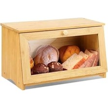 Nacario Promosyonca Bambu Ekmek Kutusu, Doğal Bambu Malzeme, Yuvarlak Saplı, 39X23X18 cm