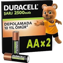 Nacario Şarj Edilebilir Aa Kalem Pil (2'li Paket), 2500 Mah Nimh, Önceden Sarj Edilmiş, Şarj Edile