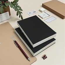 Nacario Fark Tanıtım Özel Tasarım Siyah Kraft Kapaklı A5 Çizgisiz Defter - 180 Derece Açılabilir, Sırtı Dik