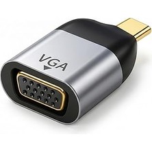 Nacario Type-C To VGA Çevirici Mini Adaptör - Usb-C'den VGA Görüntü Dönüştürücü - Alüminyum Gövde - Laptop