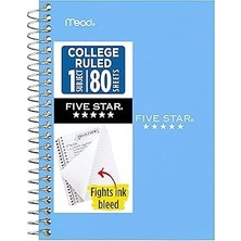 Nacario Five Spiral Defter, 1 Konu, Kolej Çizgili, 11X18CM Kişisel Boy, 80 Yaprak,