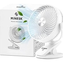 Nacario Minesk Mini Vantilatör - Masaüstü USB Fan - Klipsli Sabitleme - 360° Ayarlanabilir - Güçlü Ha