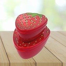 Nacario 2'li Iç Içe Geçebilen Çilek Model Saklama Beslenme Kabı Seti (550 ml + 250 Ml)