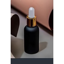 Nacario 30 ml Mat Siyah Cam Damlalıklı Şişesi 30 cc Renkli Metal Kapaklı Dropper Cam Şişe 1 Adet (Gol