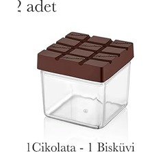 Nacario 2 Adet Bisküvi & Çikolata Saklama Kabı Gıda Saklama Kabı Bpa Içermez Mika (Sert Plastik)