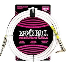 Nacario Ernie Ball 15'lik Pvc Düz Açılı Iç Kablo Beyaz