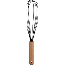 Nacario Ahşap Saplı Silikon Mutfak Hazırlık Çırpıcısı, Siyah, 27 Cm, 1 Adet