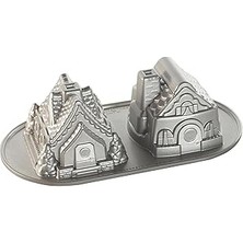 Nacario Nordic Ware Düet Tavası Zencefilli Kurabiye Evi, Alüminyum, Gümüş, 5 Kap
