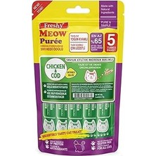Nacario Freshy Meow Purée – Tavuklu Morina Balıklı Krema Formunda Sıvı Ödülü (5 x 12G)