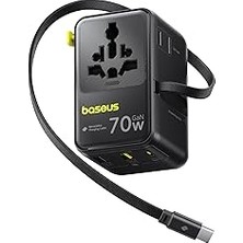 Nacario Enercore Evrensel Soket Adaptörü 70 W Geri Çekilebilir Kablolu, 2 Ac Prizli 2usb-A + 1usb-C