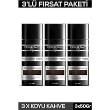 Nacario Fontenay Saç Dolgunlaştırıcı Keratin Fibers Koyu Kahve Topik Saç Tozu 50GR X3 Çok Renkli