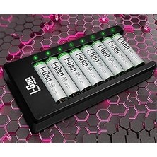 Nacario I-Gen G827 8'li Pil Şarj Aleti + 8 Adet Aa 2700 Mah Şarj Edilebilir Aa Şarjlı Kalem Pilli Set 1.2V