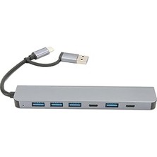 Nacario 7-In-1 Type-C USB 3.0 Hub Çokaltıcı, Macbook Pc Uyumlu Yüksek Hızlı Dönüştürücü Adaptör