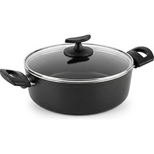 Nacario Papilla 24 cm Buz Karnıyarık Tenceresi - Siyah Yanmaz Yapışmaz Sığ Pilav Yemek Tenceresi