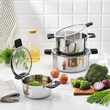 Nacario Schafer Iconic Çelik Tencere Seti 6 Parça-Inox