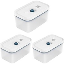 Nacario Zwilling Fresh & Save Vakumlu Saklama Kabı, M, Plastik, Yari Şeffaf-Akdeniz Mavisi 3lü Paket