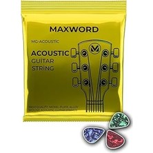 Nacario Maxword Gt-Acoustic Kaliteli Akustik Gitar Teli 1 Takım Set (Pena Hediye)