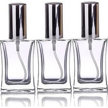 Nacario Paradise 3 Adet 50 ml Cam Yeniden Doldurulabilir Sprey Kolonya Boş Parfüm Şişesi Gümüş Renk Kapaklı