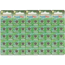 Nacario 50 x Poundmax AG13 LR44 1,5 V Poundmax Alkalin Düğme Pil