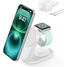 Nacario Belkin Ultracharge Magsafe Uyumlu 3’ü 1 Arada Qi2 25W Kablosuz Şarj Cihazı, Iphone 16, Watch,