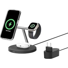 Nacario Belkin Boostcharge 3'ü 1 Arada Qi2 Şarj Cihazı, Magsafe Uyumlu Kablosuz Şarj Istasyonu, Iphon