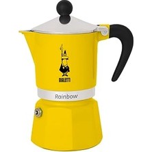 Nacario - Rainbow: 3 Cups Ocak Üstü Espresso Pişirici - 130ML - Sarı Renk - Alüminyum Gövde - Pate