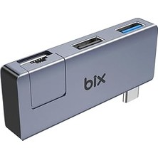 Nacario Bix BX21HB 3ın1 Type-C To USB 3.2 USB 2.0 RJ45 10/100 Dönüştürücü Adaptör, Macbook Type C Ethernet
