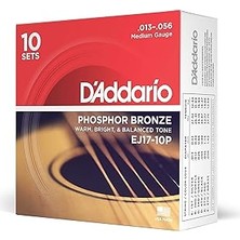 Nacario D'addario Çelik Teller Western Gitar, Yüksek Kalitede Tel Markaları | EJ17-10P | Fosfor B