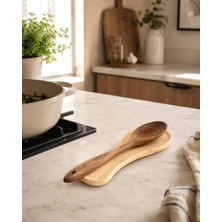Marys Concept Ahşap Kaşık Altlığı 27 cm Bambu ve Akasya Kepçe Altlığı