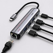 Nacario Coverzone 3.0 Hub & Gigabit Ethernet Adaptörü Usb-C Çok Fonksiyonlu USB Hub 5gbps, 1000MBPS Etherne
