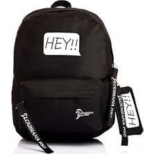 Nacario Louisiana Laptop Bölmeli Okul Çantası Hey!!! Siyah Beyaz 1525