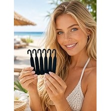Nacario Plastik Kancalı Lastik Saç Tokası Seti, Kadın Toka 6'lı Set Siyah