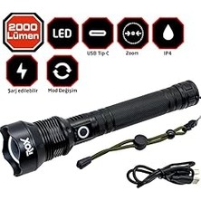 Nacario Rox 0212 Şarjlı LED El Feneri 2000 Lümen
