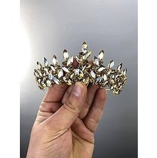 Nacario Altın Rengi Sara Model Kına Gelin Tacı