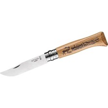 Nacario Opinel Inox No:8 Meşe Saplı Geyik Desenli Paslanmaz Çelik Çakı