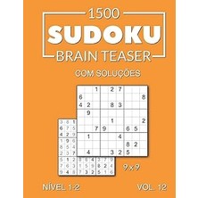 Nacario 1500 Sudoku Brain Teaser 9x9 Soluções Nível 1-2 Vol. 12