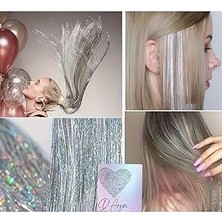 Nacario DD245 Işıltılı Hair Tinsel Saç Simi Uzatma Gri Gümüş Gelin Teli Ht 45 01