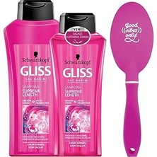 Nacario Gliss Supreme Length Şampuan 525 ml + 360 ml + Tarak Seti