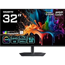 Nacario Gigabyte MO32U2 31,5" Qd-Oled Monitor, 4K UHD (3840X2160), 240Hz, 0.03MS Gtg, HDMI 2.1 & Dp