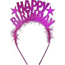 Nacario Tüylü Simli Happy Birthday Taç
