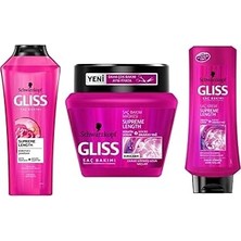 Nacario Gliss Supreme Length Saç Bakımı 3'lü Set, Şampuan, Maske, Krem